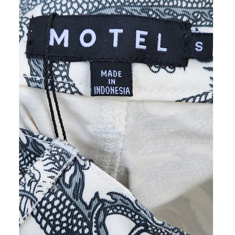MOTEL ROCKS Zoven Trouser Womens S Dragon Rope White High Rise Pants lightweight - Picture 6 of 9